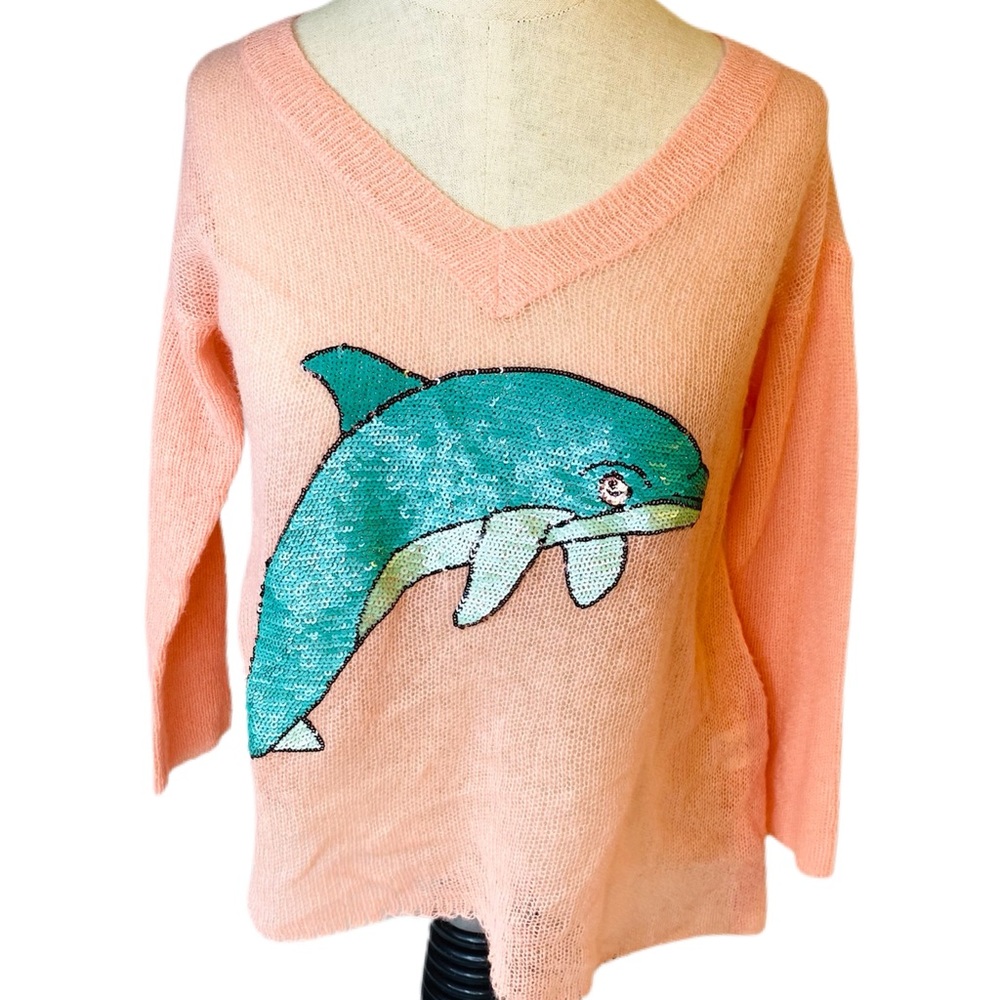 XS Wildfox oversized Sequin Dolphin Top NWT